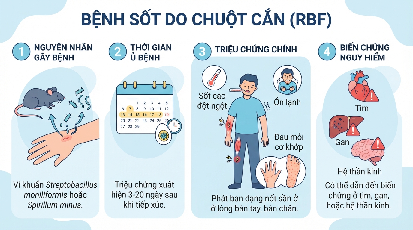 Giải đáp bị chuột cắn có sao không với các triệu chứng sốt cao và phát ban nốt sần.
