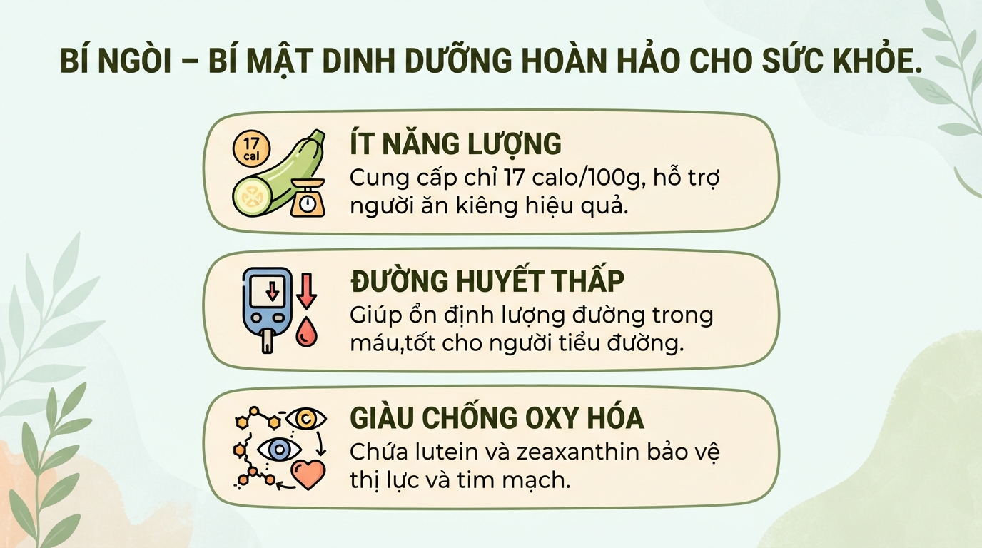 Bí ngòi: giá trị dinh dưỡng, 6 tác dụng sức khỏe và cách dùng