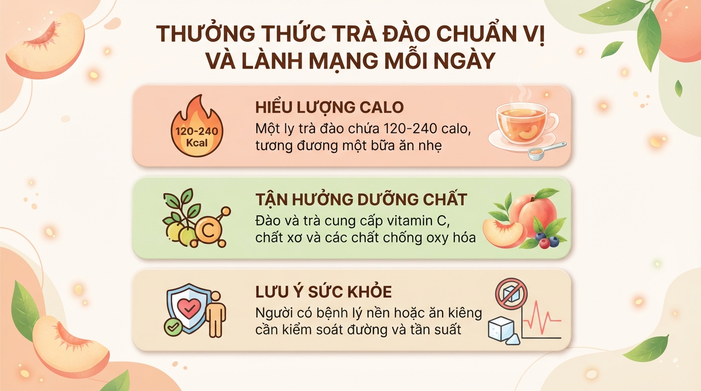 Trà đào bao nhiêu calo? Cách pha chuẩn vị tại nhà