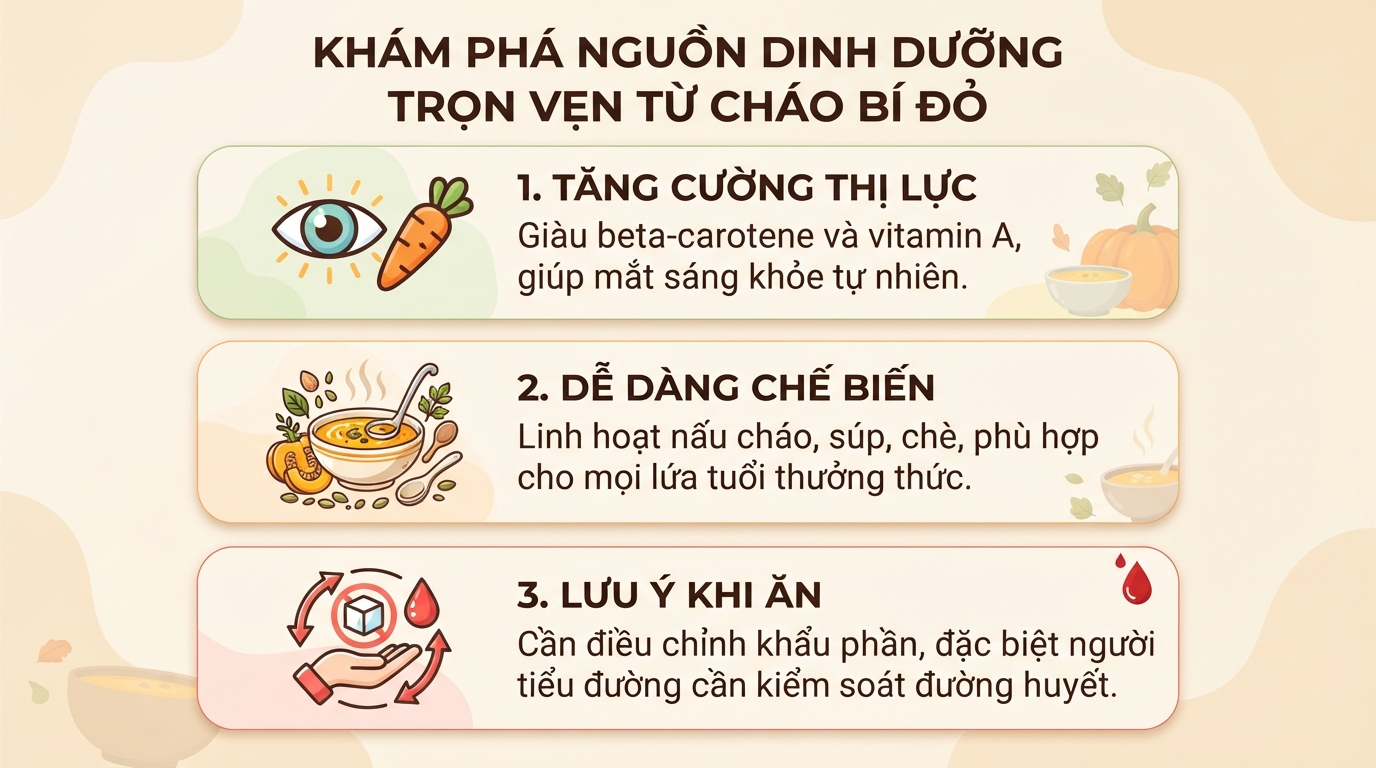 Cháo bí đỏ: Giá trị dinh dưỡng, cách nấu và những lưu ý cần biết