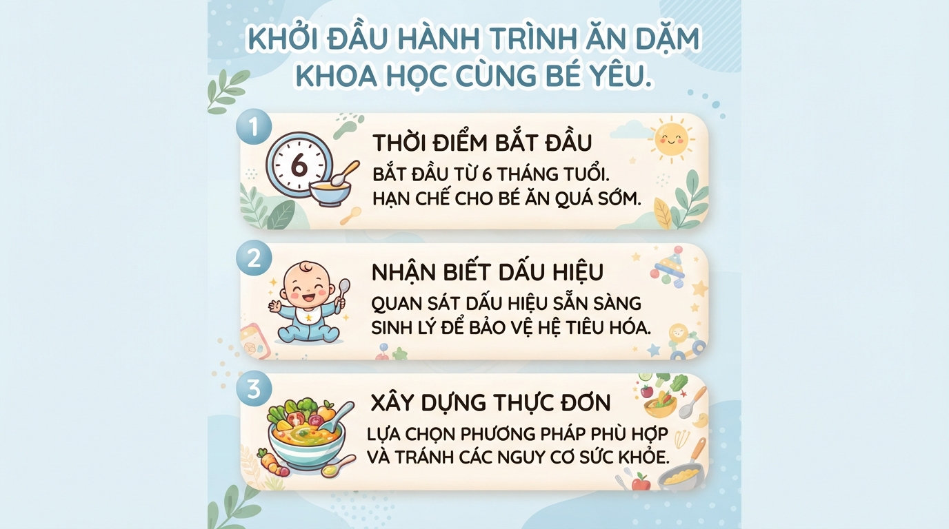 Bé mấy tháng nên ăn dặm? Dấu hiệu cho thấy trẻ đã sẵn sàng