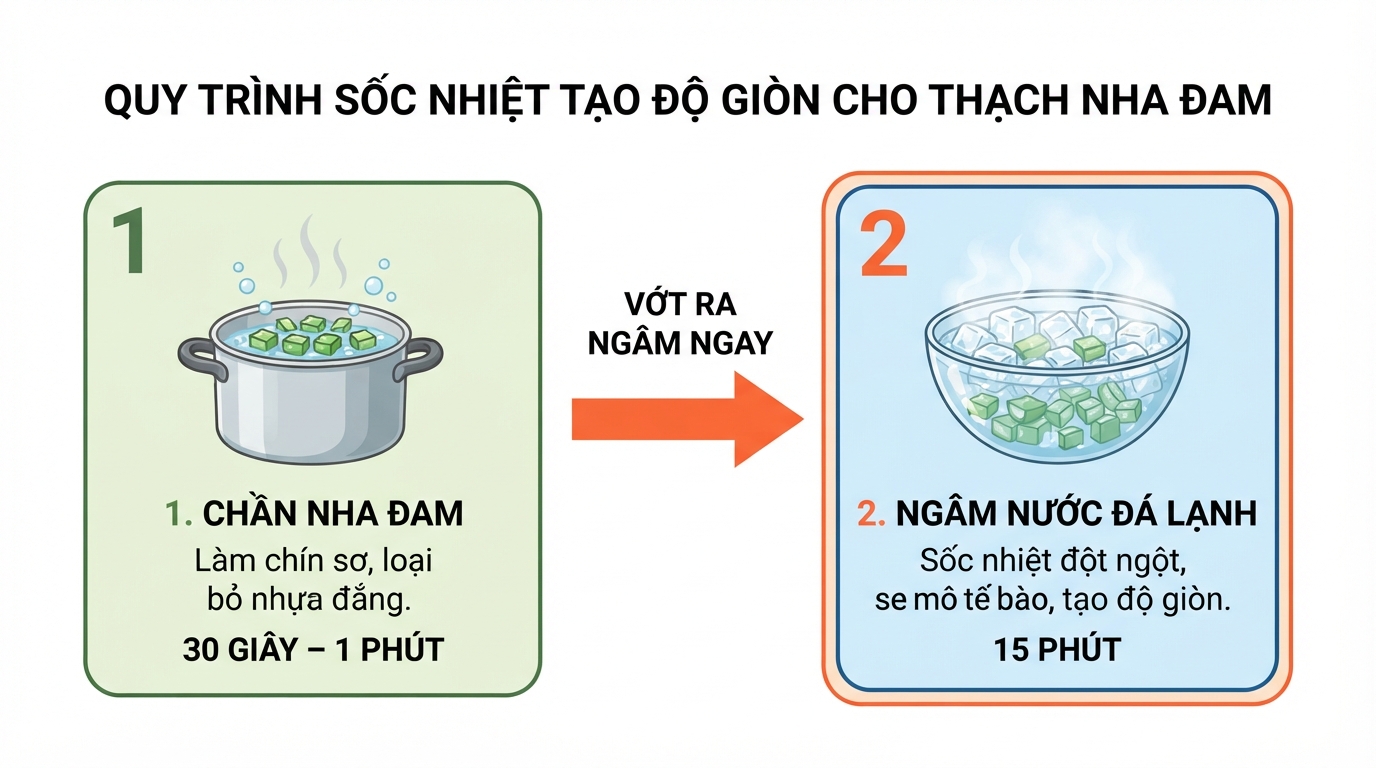 Hiện tượng sốc nhiệt làm các mô tế bào se lại tạo độ giòn sần sật.