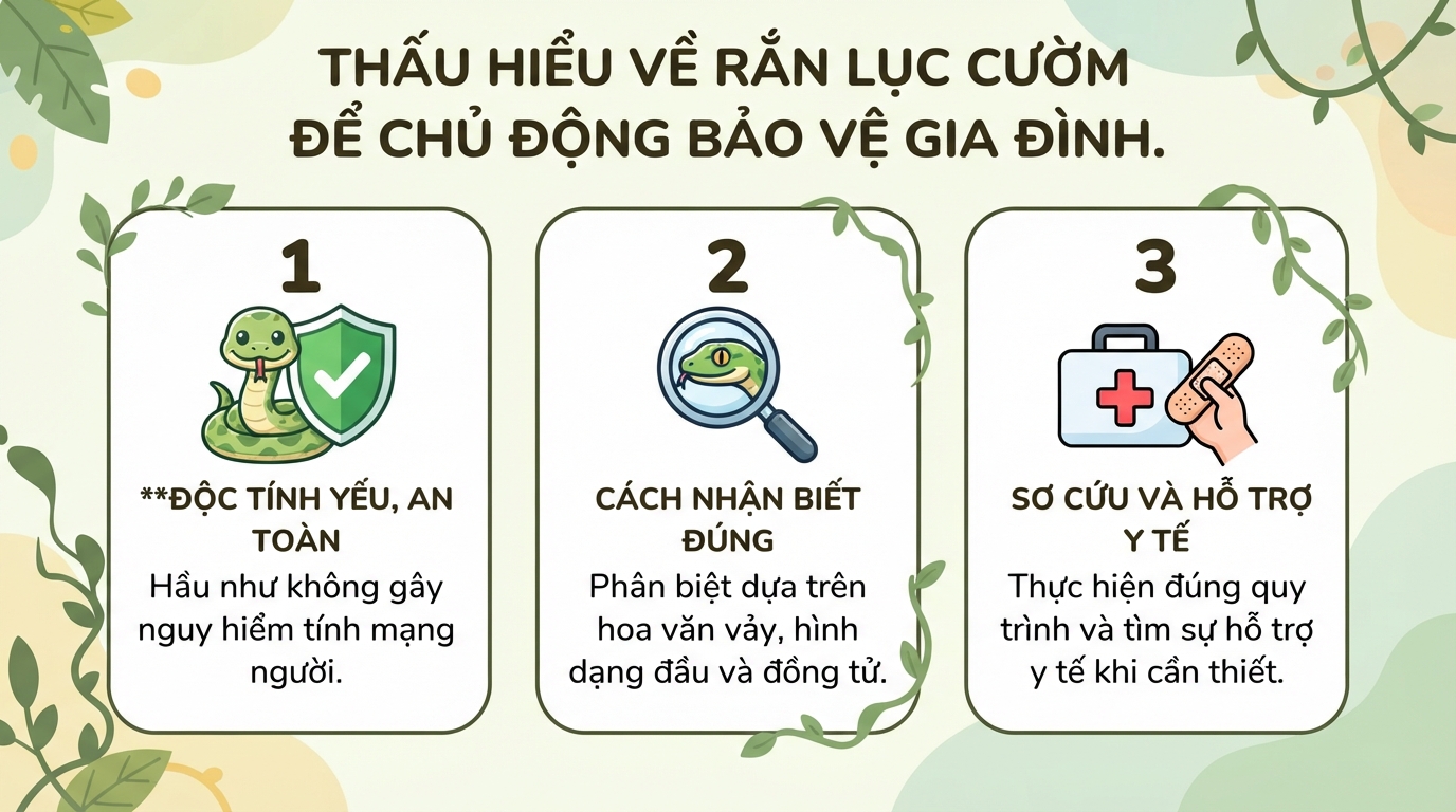 Rắn lục cườm có độc không? Cách nhận biết và xử lý vết cắn