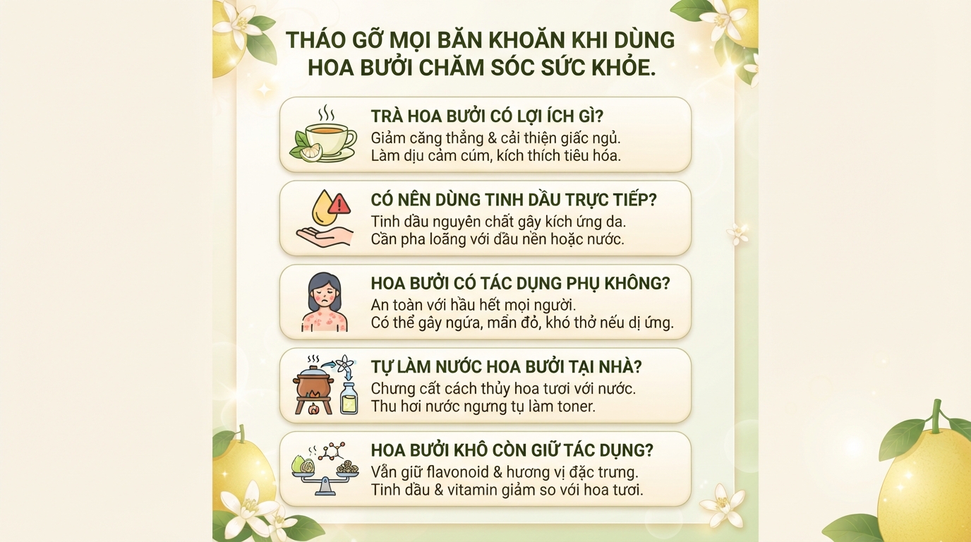 Hoa bưởi có tác dụng gì? Cách dùng và lưu ý khi sử dụng