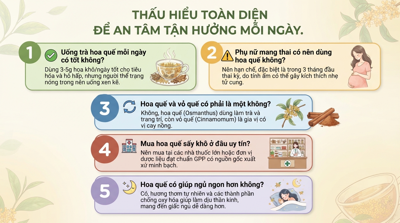 Hoa quế (mộc tê): Tác dụng và cách dùng trà an toàn