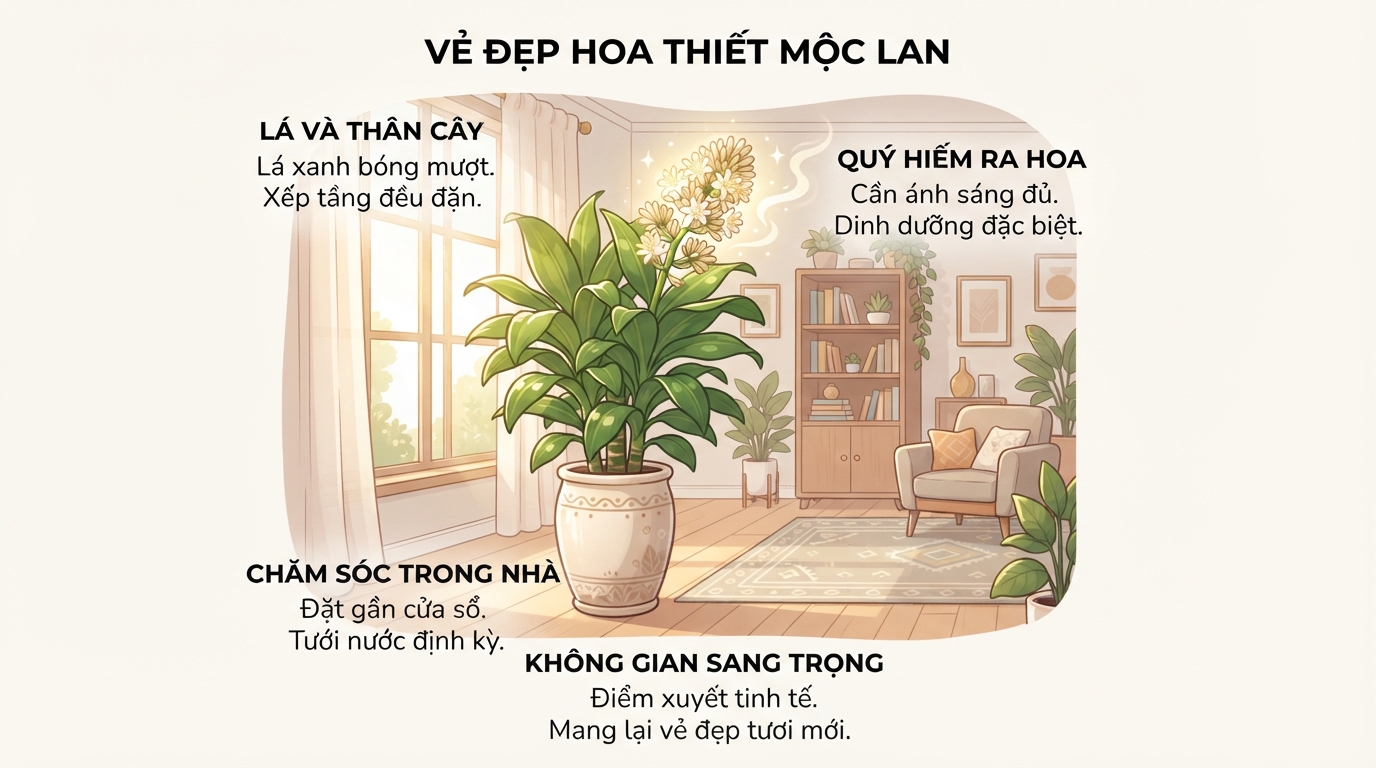 Hoa thiết mộc lan nở giúp điểm xuyết không gian sống thêm sang trọng và tươi mới.