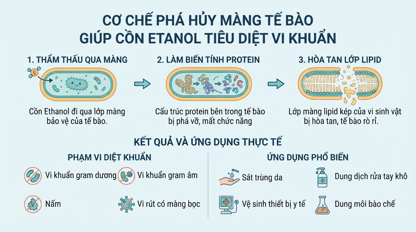 Etanol là gì? Tác dụng sát khuẩn và hướng dẫn dùng cồn y tế an toàn