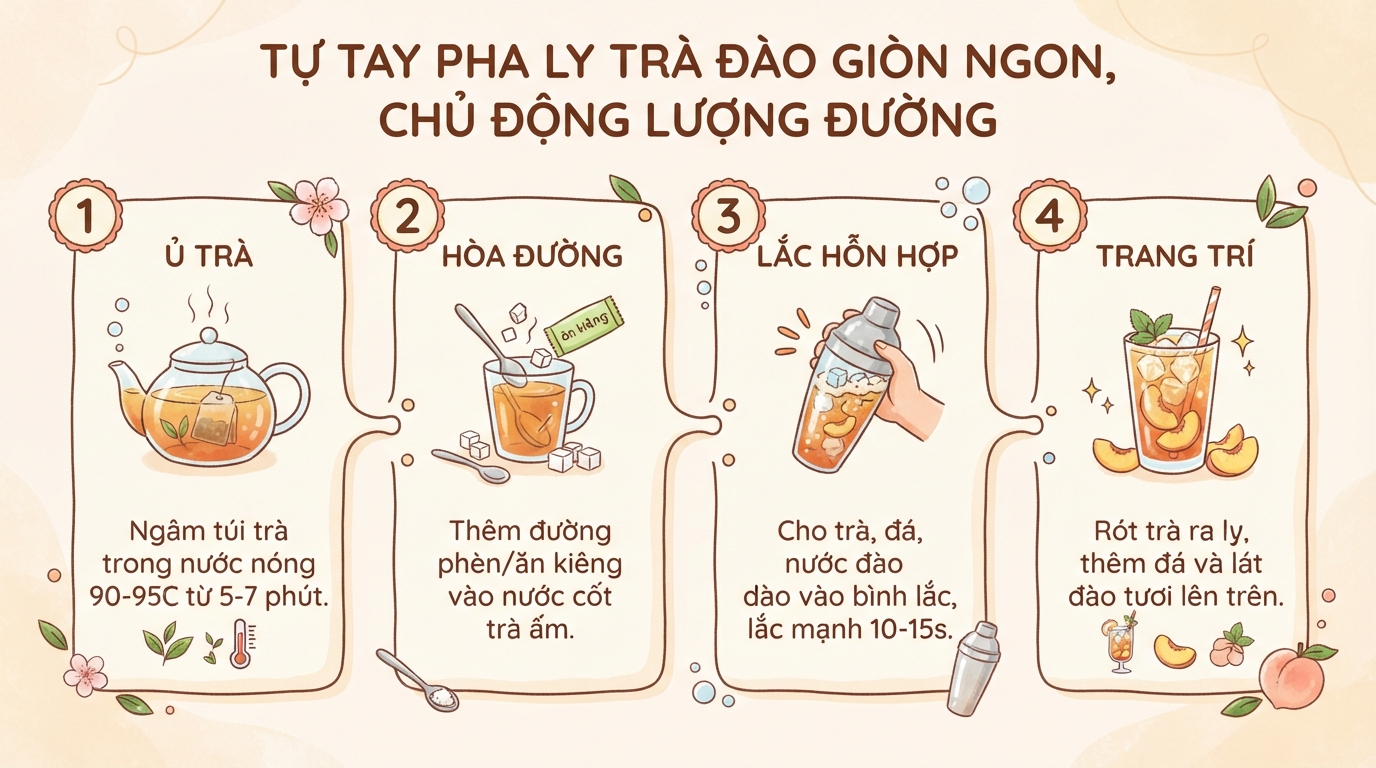 Trà đào bao nhiêu calo? Cách pha chuẩn vị tại nhà