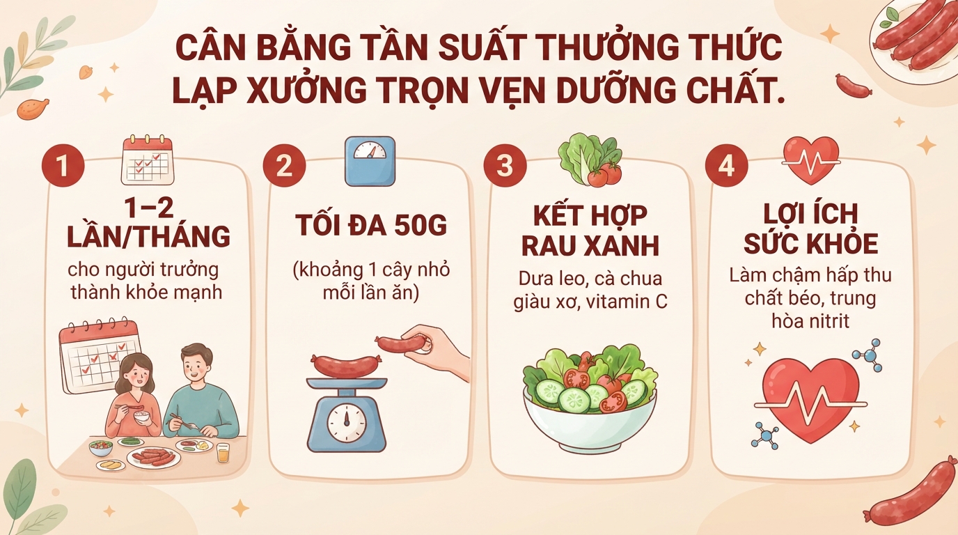 Lạp xưởng bao nhiêu calo? Cách chiên bằng nước ít béo nhất