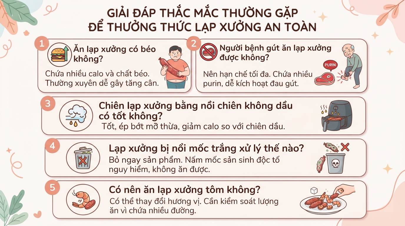 Lạp xưởng bao nhiêu calo? Cách chiên bằng nước ít béo nhất