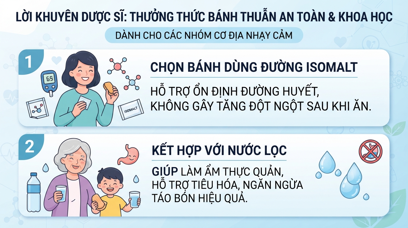 Lời khuyên từ dược sĩ giúp người bệnh lý nền thưởng thức bánh an toàn và khoa học.