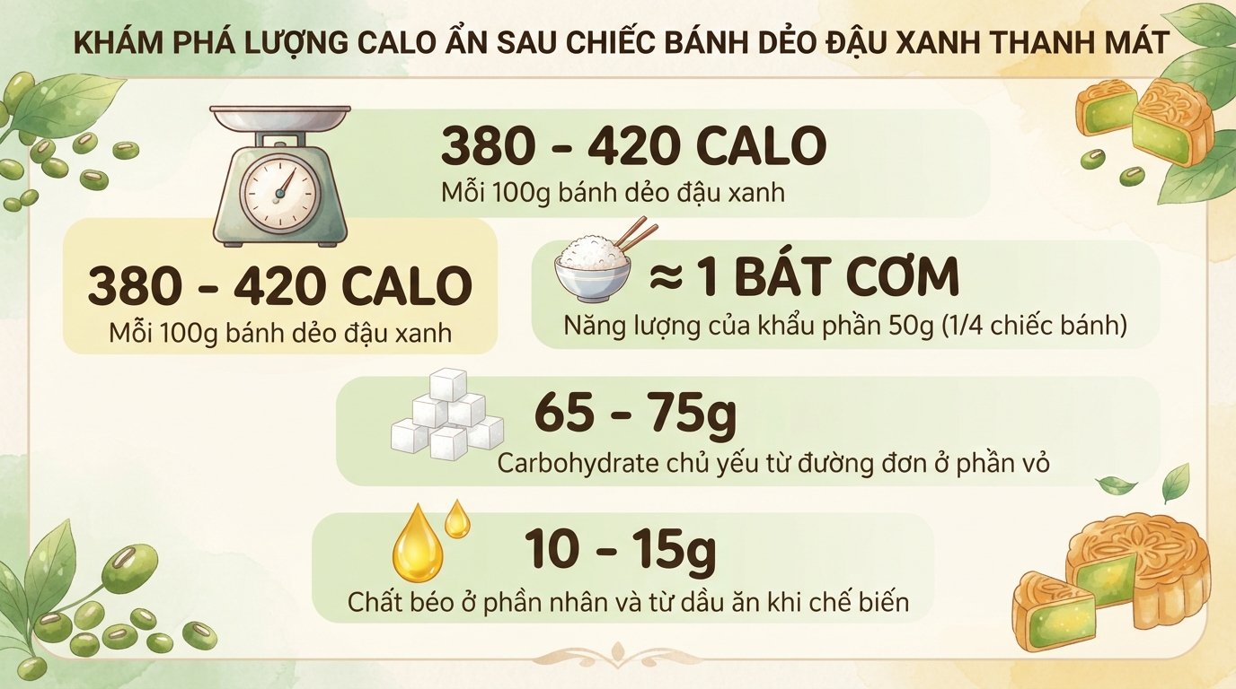 Bánh dẻo đậu xanh bao nhiêu calo? Cách thưởng thức không lo tăng cân