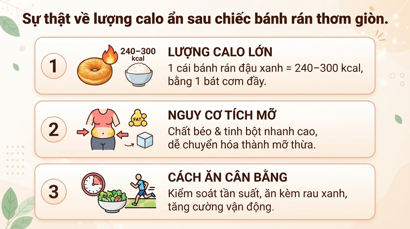 Bánh rán nhân đậu xanh bao nhiêu calo? 4 mẹo ăn không béo