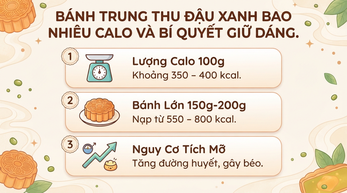 Bánh trung thu đậu xanh bao nhiêu calo? Mẹo ăn ngon không tăng cân