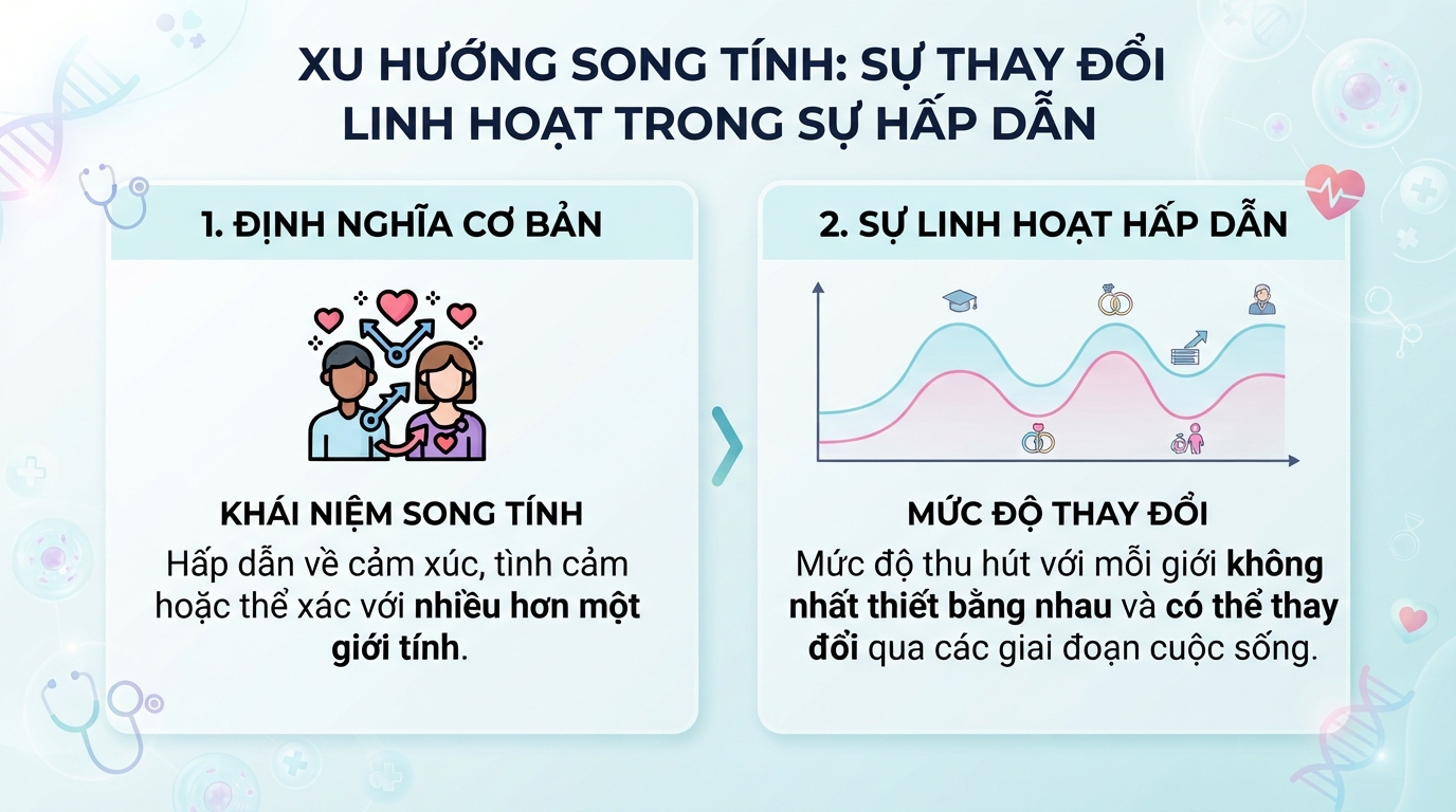 Mức độ hấp dẫn cảm xúc và thể xác của người song tính có thể linh hoạt thay đổi.