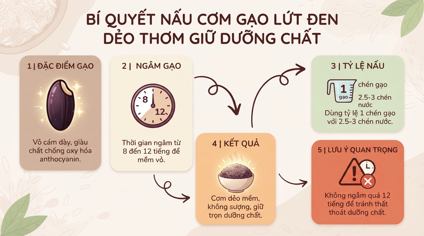 Cách nấu cơm gạo lứt dẻo mềm, không bị cứng và giữ dinh dưỡng