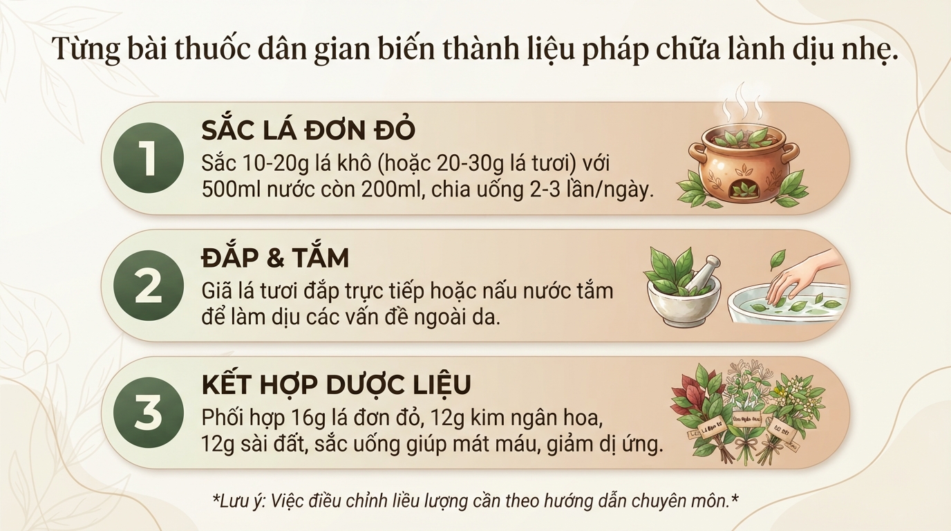 Lá đơn đỏ: Công dụng, cách dùng và lưu ý an toàn