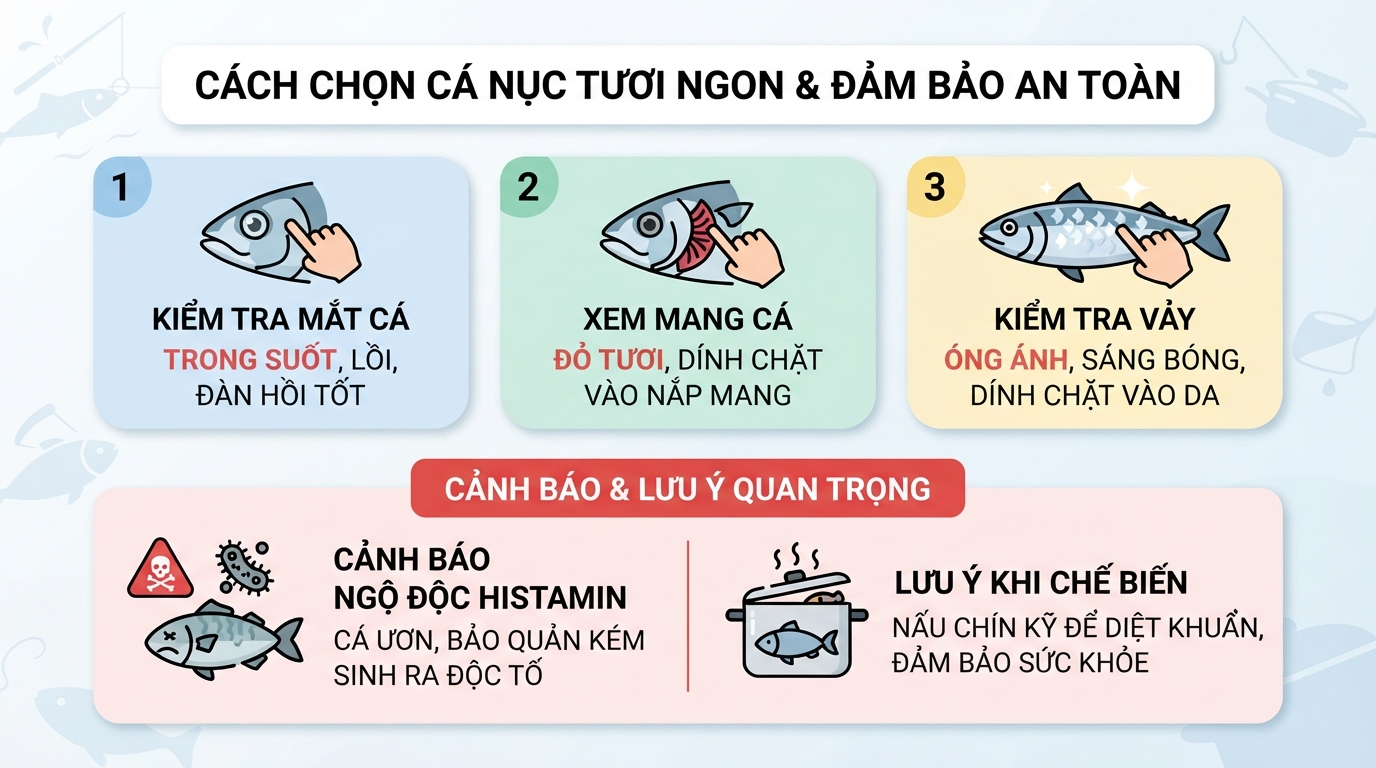 Những tiêu chí quan trọng giúp lựa chọn cá nục tươi ngon và an toàn thực phẩm.