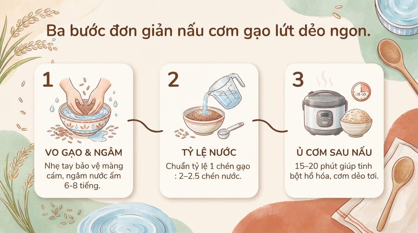 Cách nấu cơm gạo lứt dẻo mềm, không bị cứng và giữ dinh dưỡng