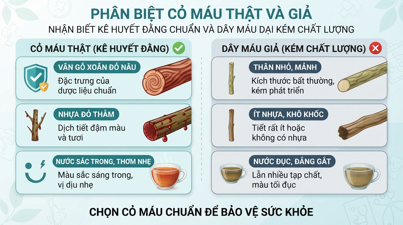 Nước sắc cỏ máu giả thường đục và có vị đắng gắt do lẫn tạp chất.