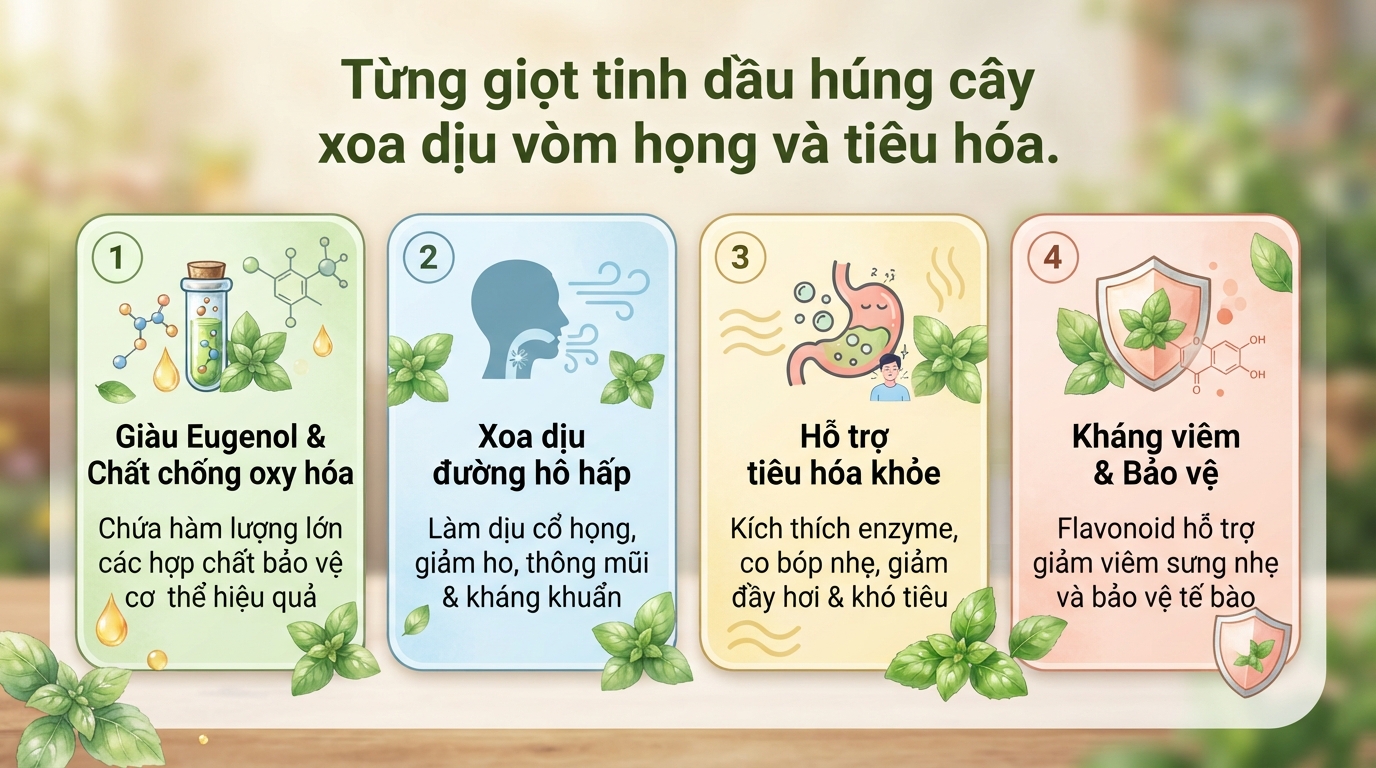 Húng cây có tác dụng gì? Cách phân biệt các loại rau húng thơm