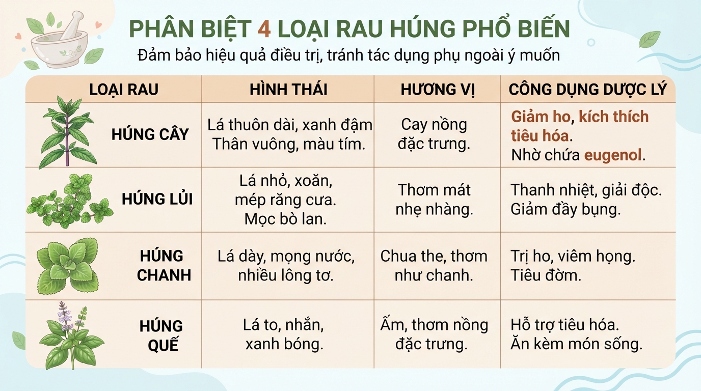 Phân biệt đúng loại rau giúp đảm bảo hiệu quả điều trị và tránh các tác dụng phụ ngoài ý muốn.