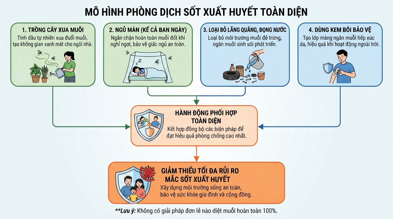 Phối hợp nhiều giải pháp giúp giảm thiểu tối đa rủi ro mắc sốt xuất huyết.