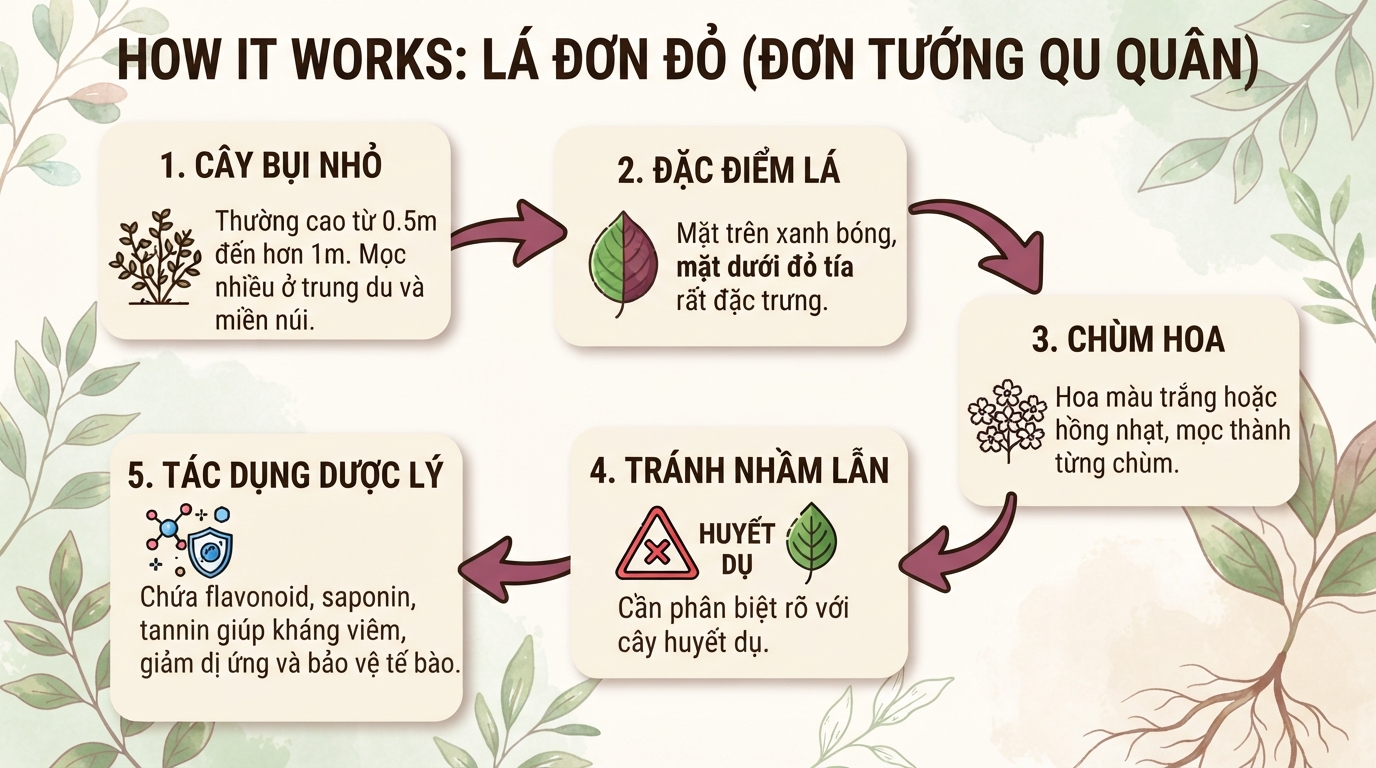 Lá đơn đỏ: Công dụng, cách dùng và lưu ý an toàn