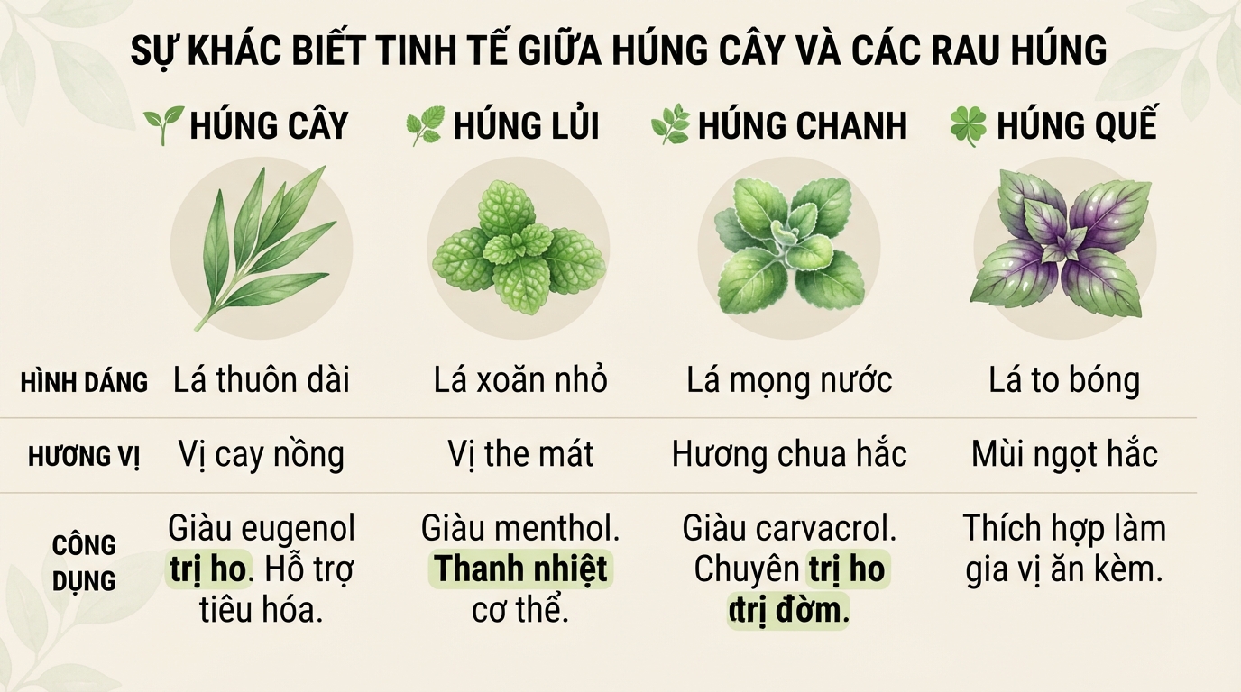 Húng cây có tác dụng gì? Cách phân biệt các loại rau húng thơm