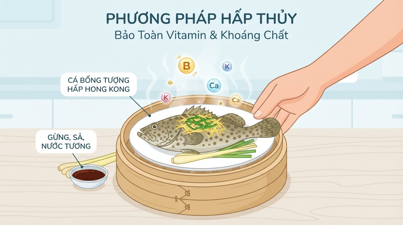 Phương pháp hấp thủy giúp bảo toàn trọn vẹn vitamin nhóm B và khoáng chất.