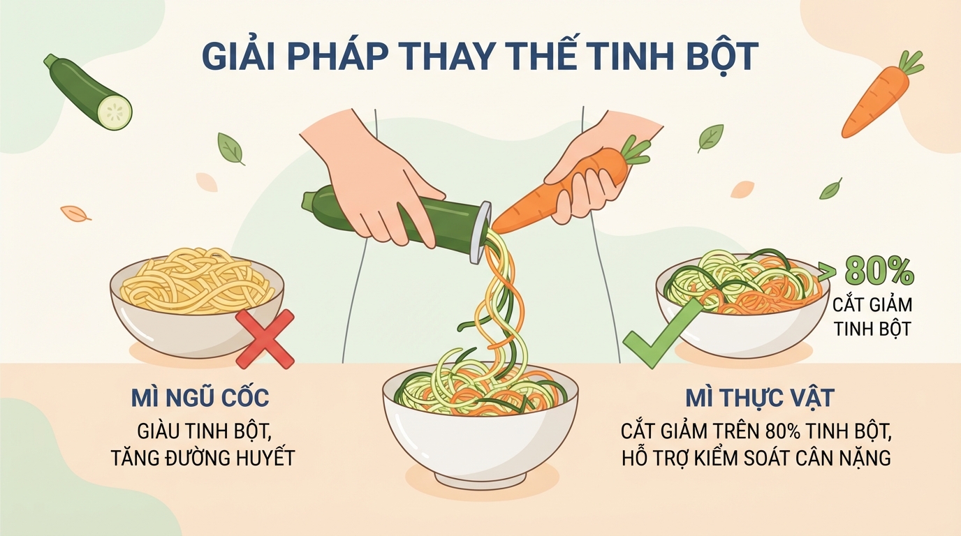 Phương pháp thay thế tinh bột giúp kiểm soát lượng đường huyết và cân nặng hiệu quả.