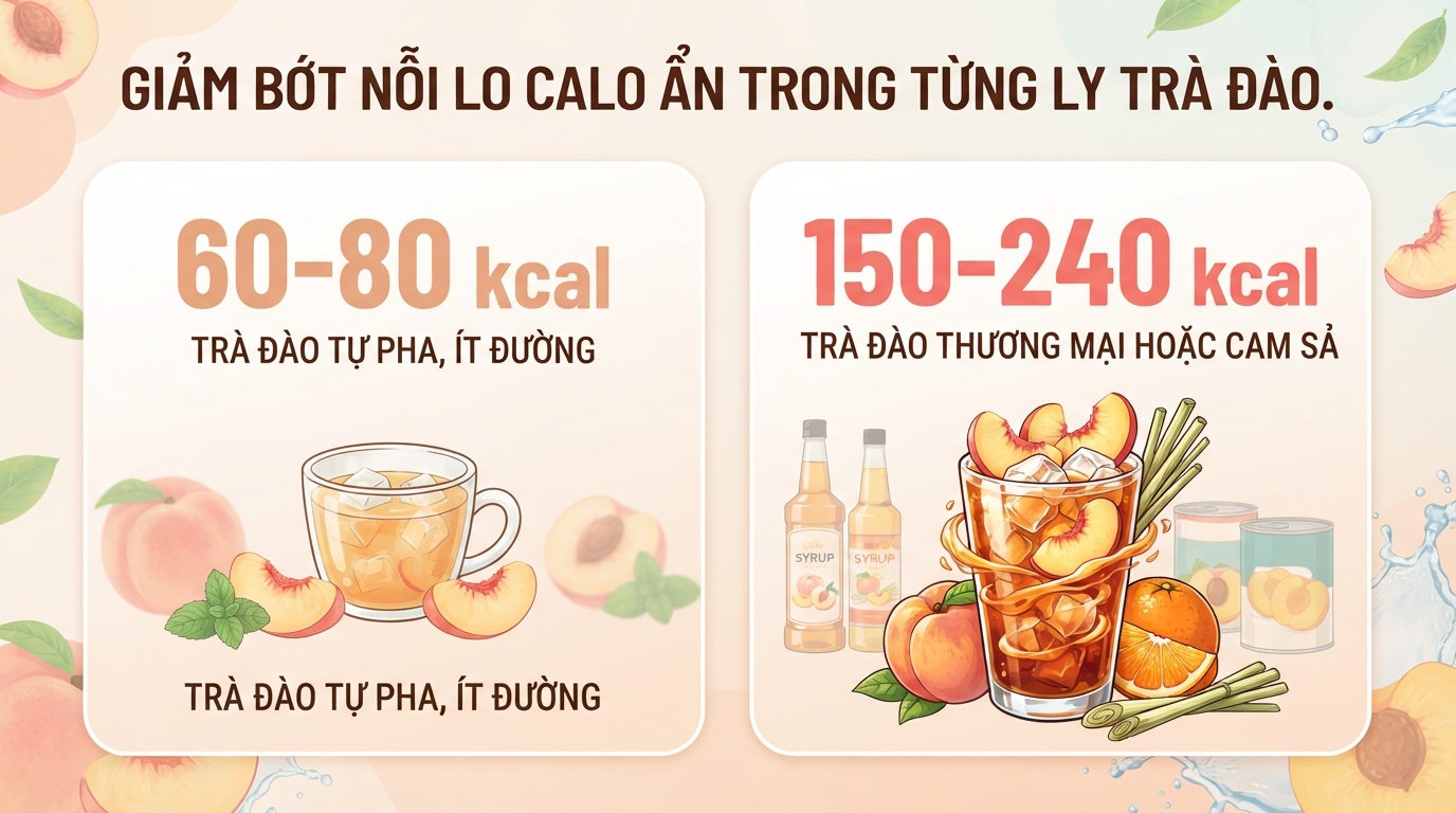Trà đào bao nhiêu calo? Cách pha chuẩn vị tại nhà