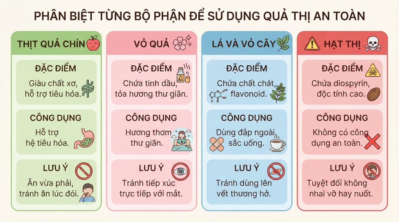 Quả thị ăn được không? Tác dụng, lưu ý và cách thưởng thức đúng cách