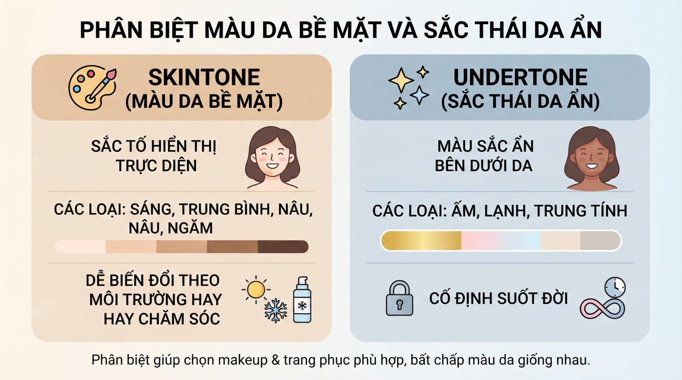 Màu da là gì? Cách xác định tone da và undertone chuẩn xác