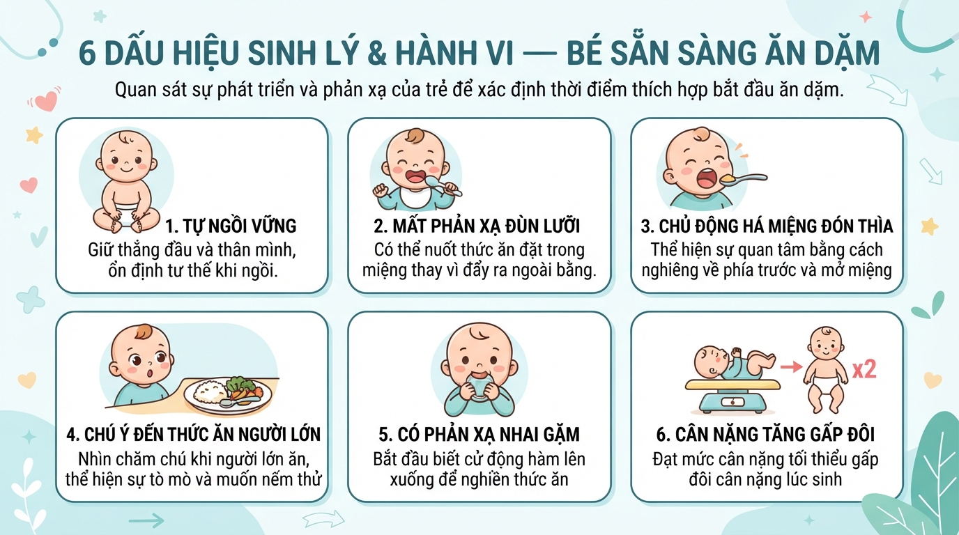 Quan sát sự phối hợp các phản xạ giúp cha mẹ xác định đúng thời điểm.