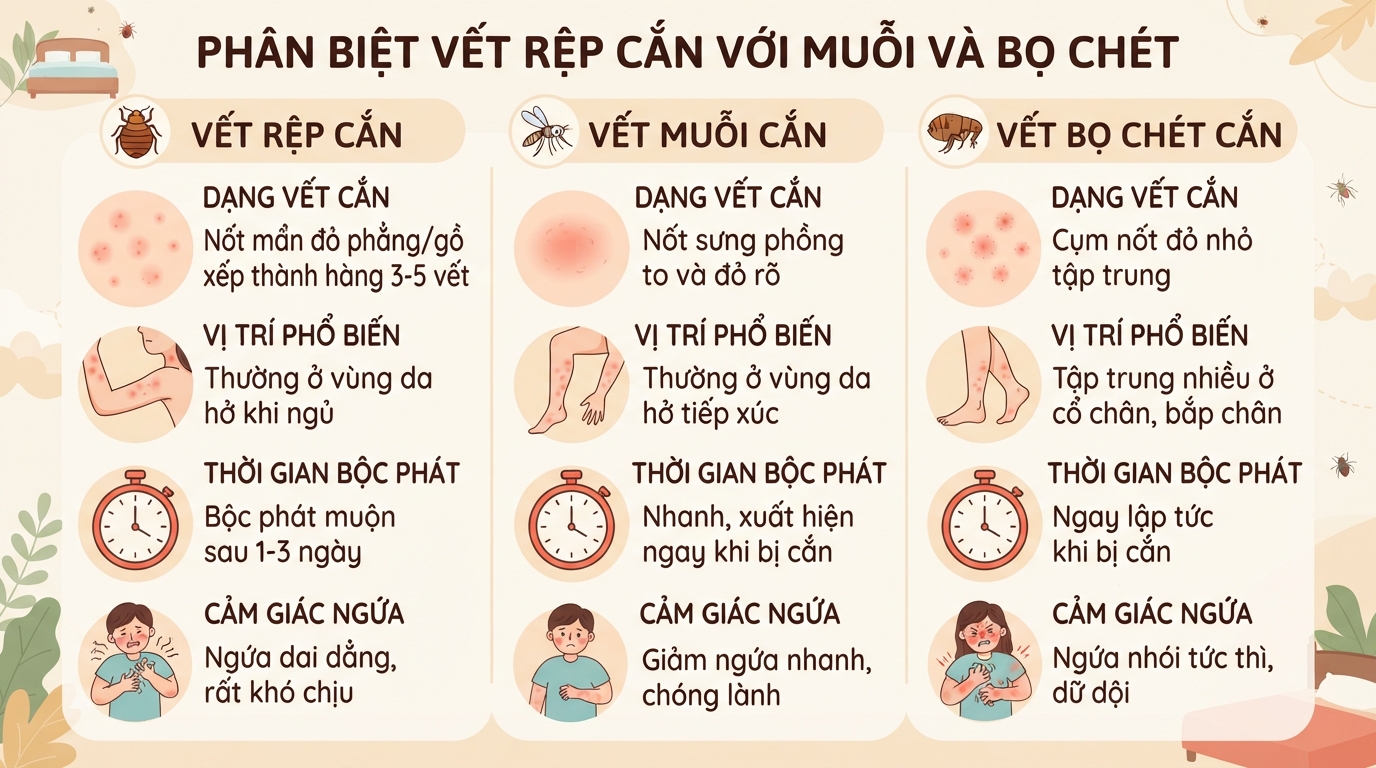 Con rệp giường: Dấu hiệu nhận biết vết cắn và cách xử lý đúng cách