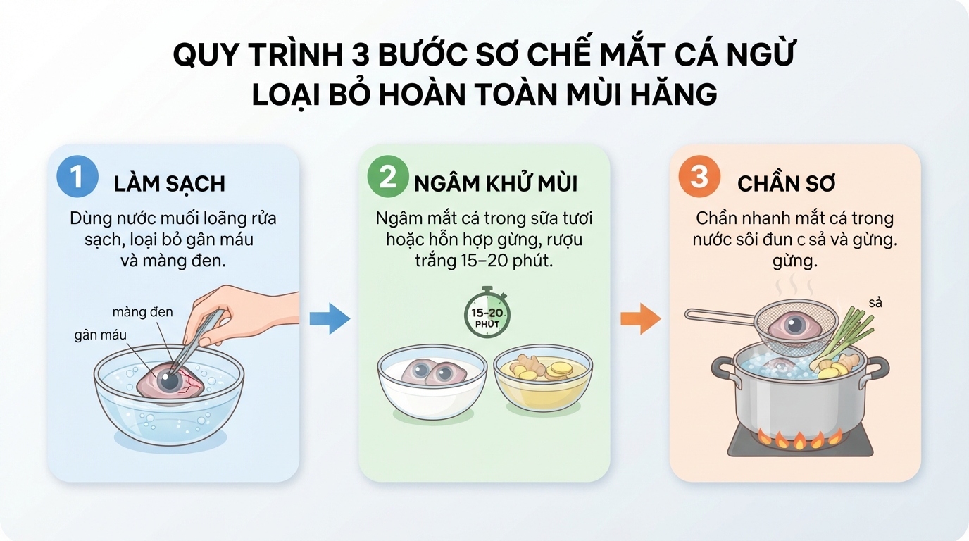 Quy trình ba bước sơ chế chuẩn giúp loại bỏ hoàn toàn mùi hăng của cá. Quy trình ba bước sơ chế chuẩn giúp loại bỏ hoàn toàn mùi hăng của cá.