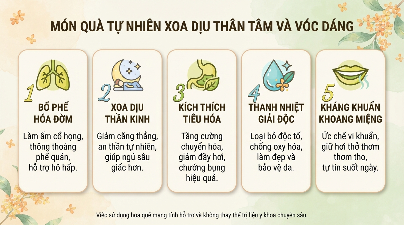 Hoa quế (mộc tê): Tác dụng và cách dùng trà an toàn