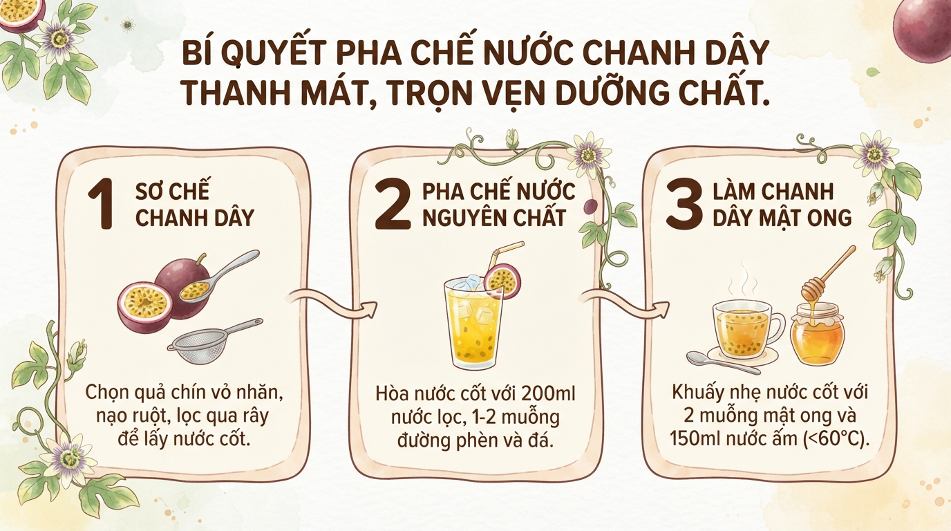 Nước chanh dây: Lợi ích sức khỏe và 3 cách pha ngon chuẩn vị tại nhà