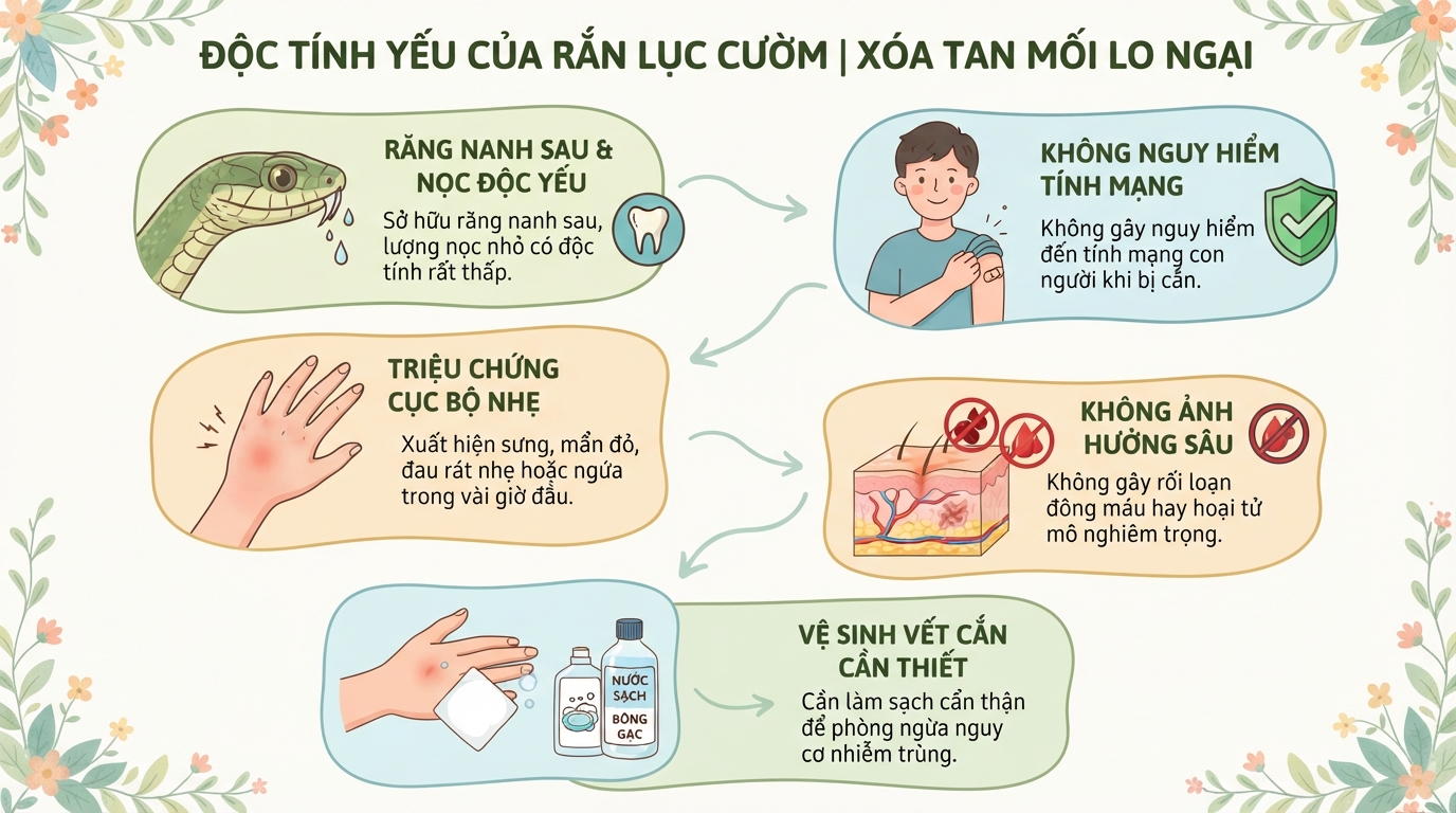 Rắn lục cườm có độc không? Cách nhận biết và xử lý vết cắn