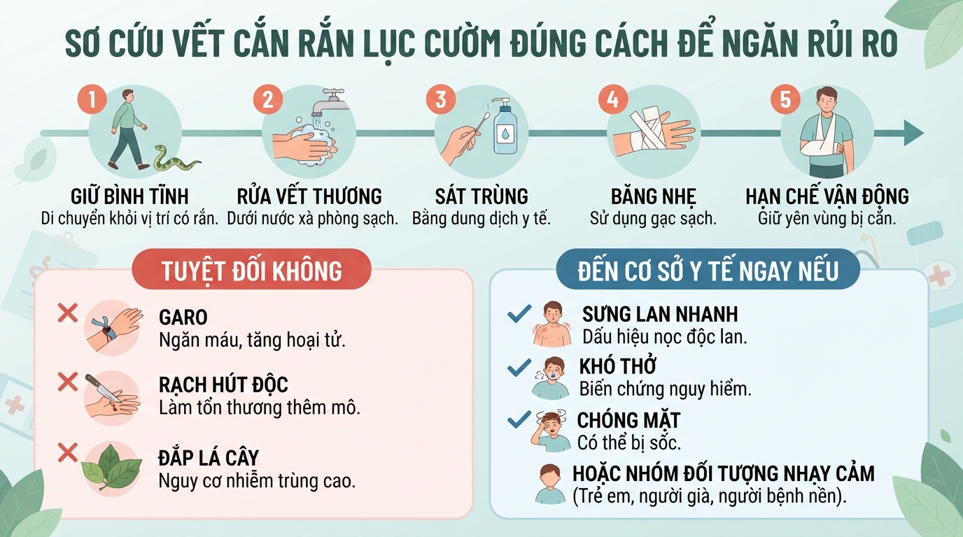 Rắn lục cườm có độc không? Cách nhận biết và xử lý vết cắn