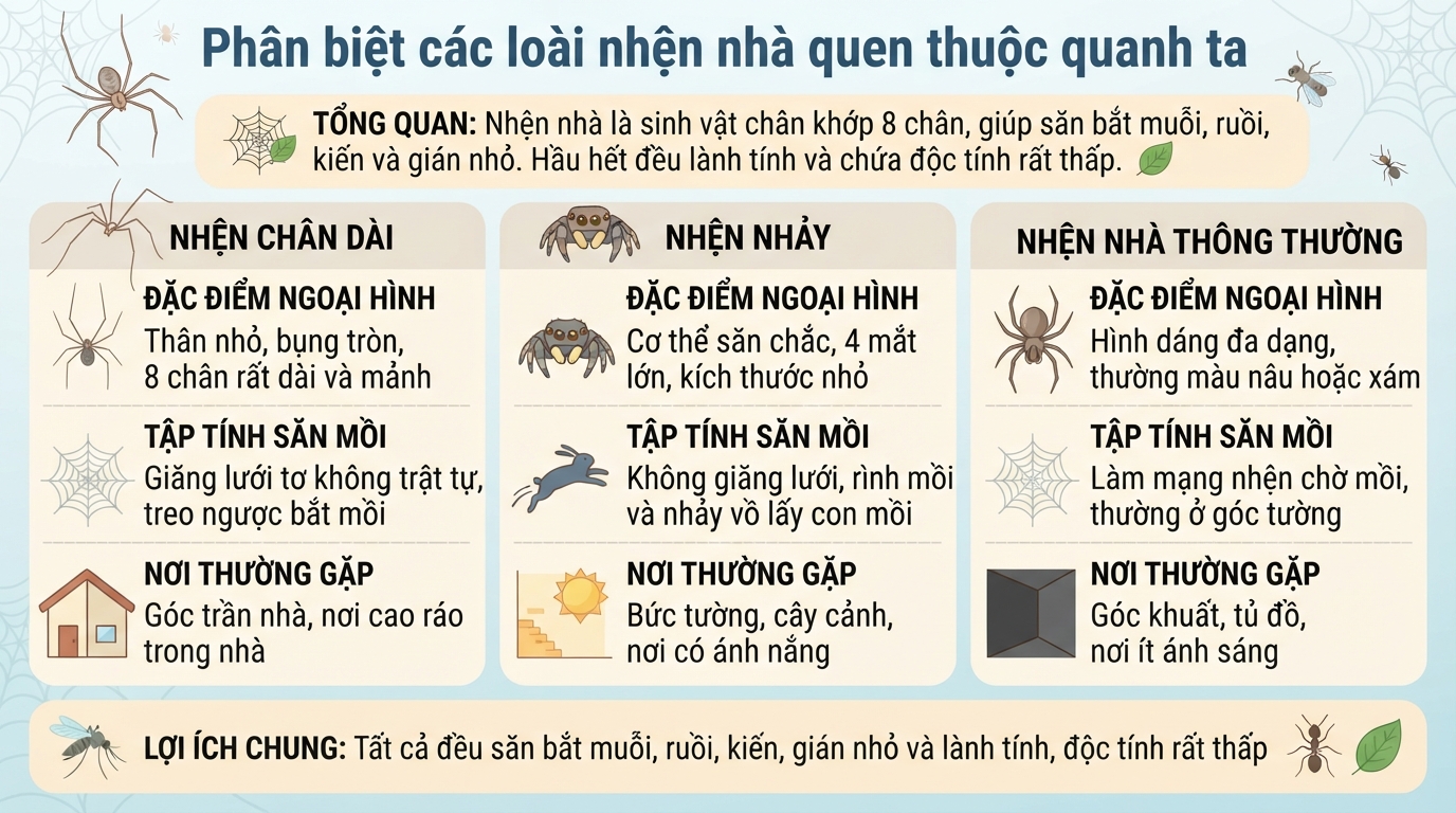 Nhện nhà có độc không? Các loại nhện nhà phổ biến và cách xử lý