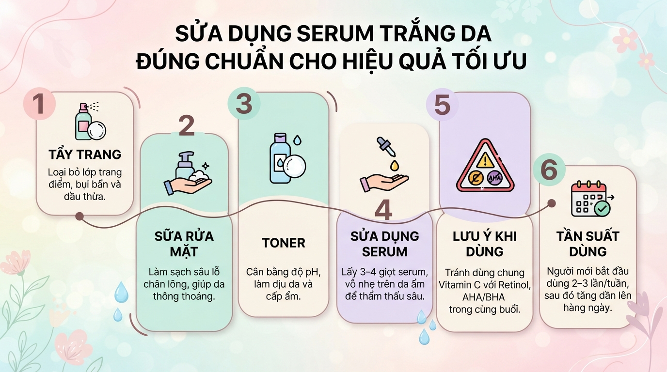 Serum trắng da: Hướng dẫn chọn sản phẩm và sử dụng đúng cách