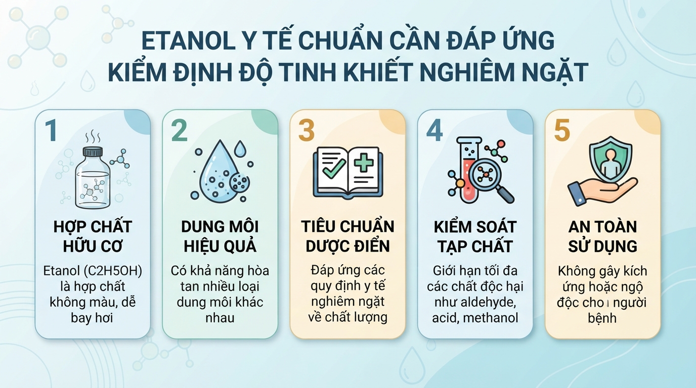 Etanol là gì? Tác dụng sát khuẩn và hướng dẫn dùng cồn y tế an toàn