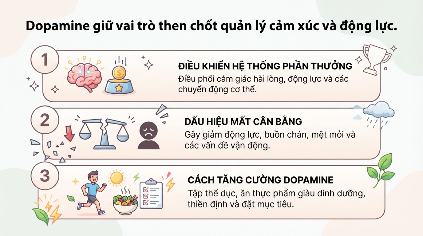 Dopamine là gì? Tác dụng, dấu hiệu thiếu hụt và cách tăng tự nhiên