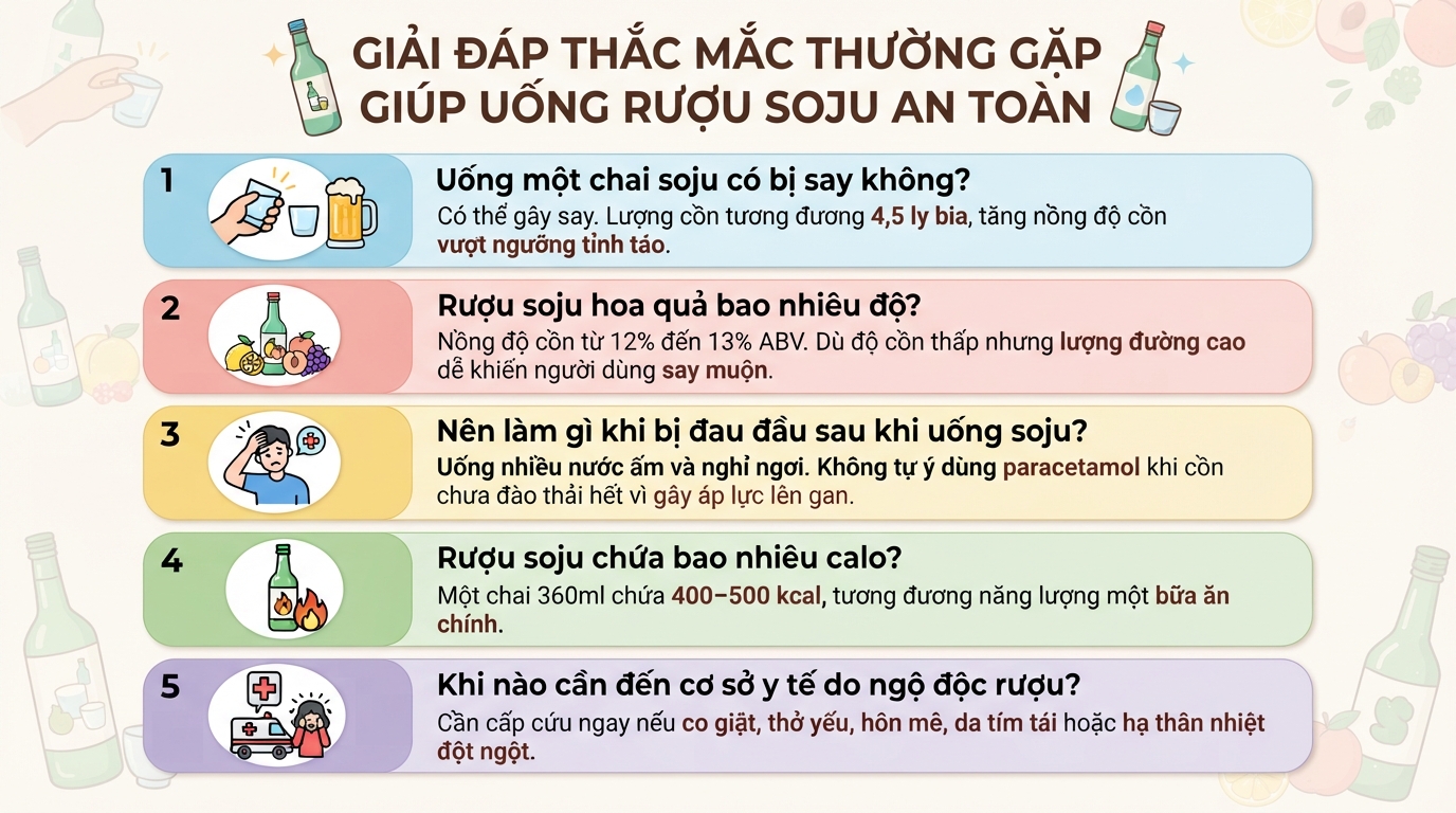 Soju là loại rượu đặc trưng của quốc gia nào và chứa bao nhiêu độ cồn