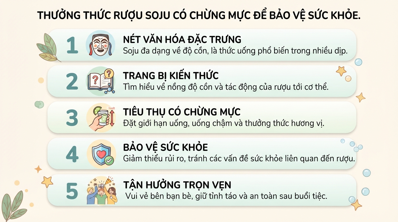 Soju là loại rượu đặc trưng của quốc gia nào và chứa bao nhiêu độ cồn