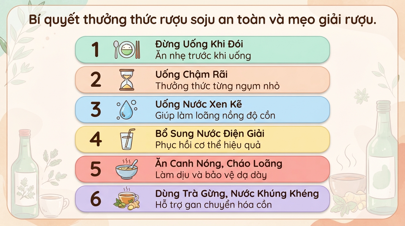 Soju là loại rượu đặc trưng của quốc gia nào và chứa bao nhiêu độ cồn