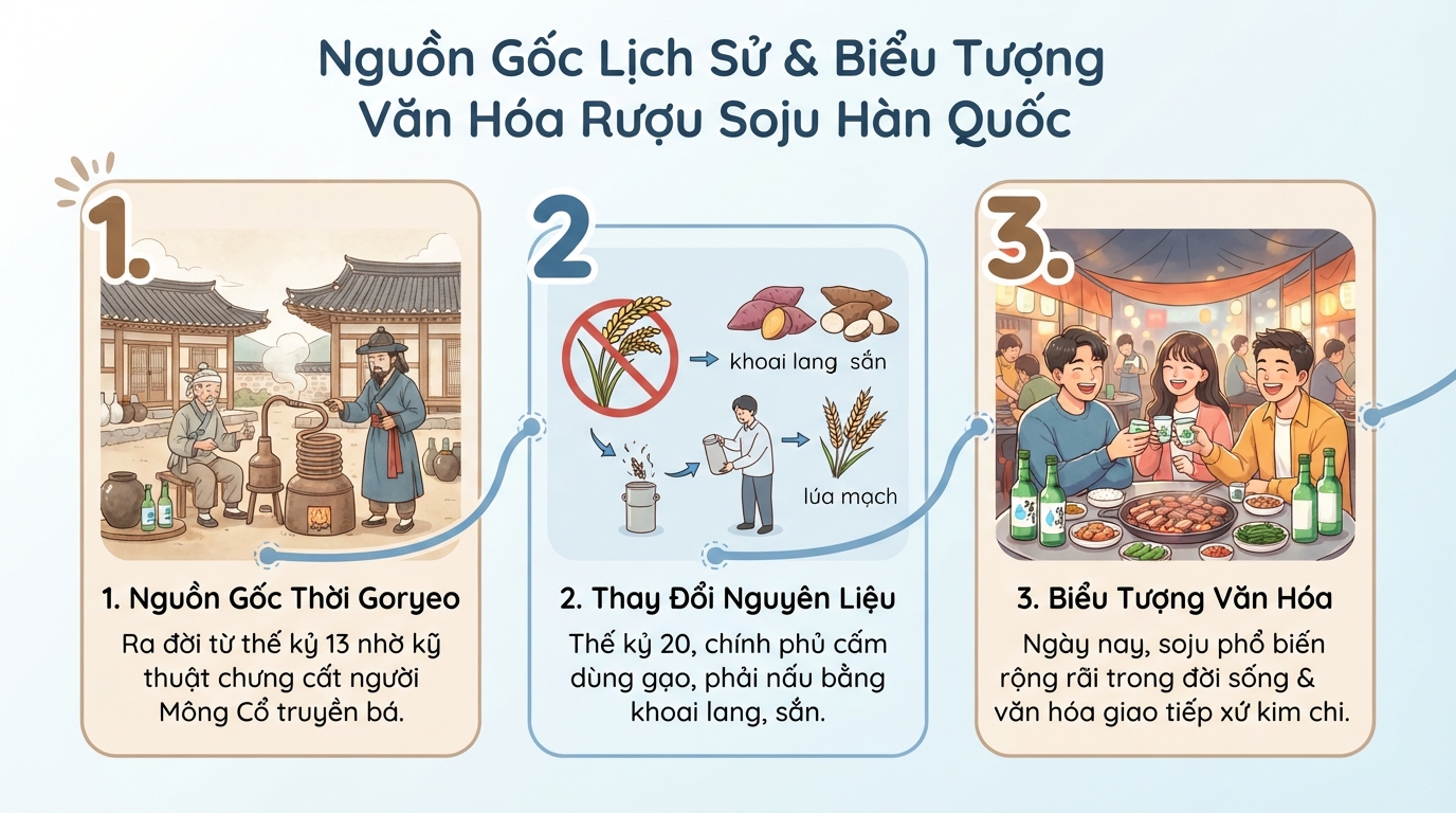 Soju là loại rượu đặc trưng của quốc gia nào và chứa bao nhiêu độ cồn