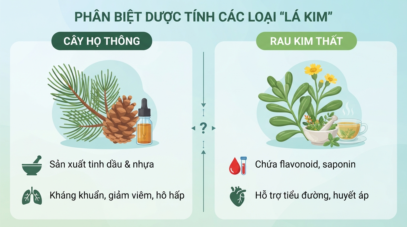 Sự khác biệt về dược tính giữa các nhóm thực vật được gọi chung là lá kim.